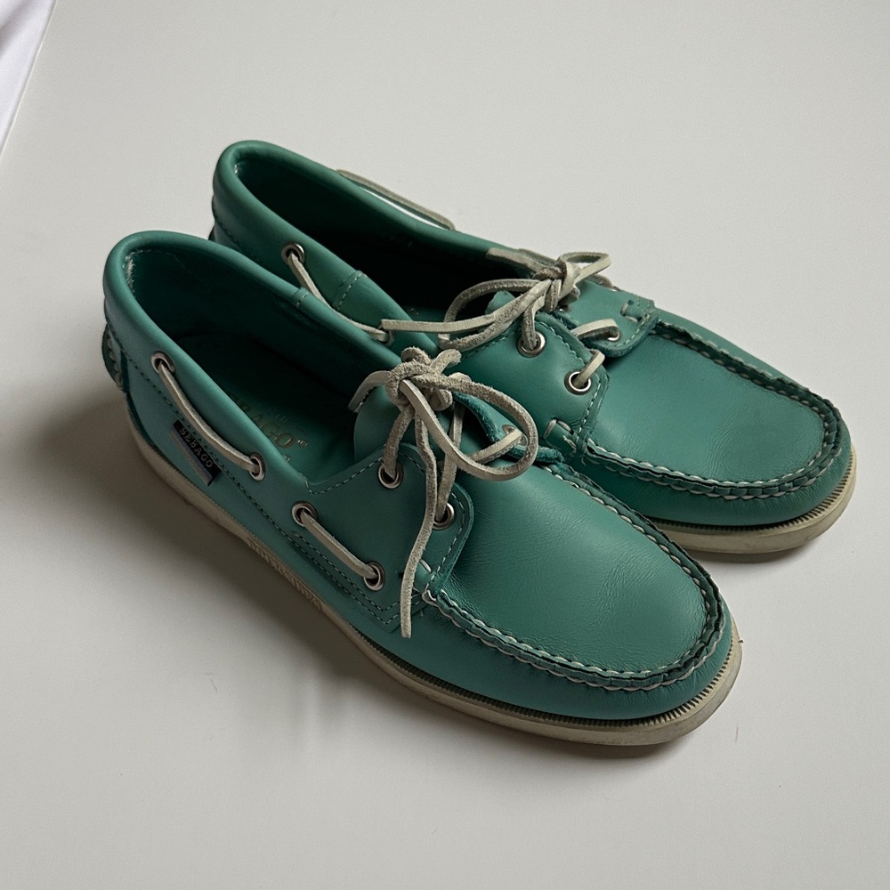 Women’s Sebago teal Boat Shoes US size 8
